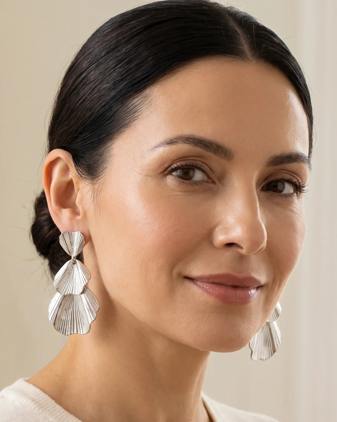 Fiora Cascading Leaf Flower Statement Earrings