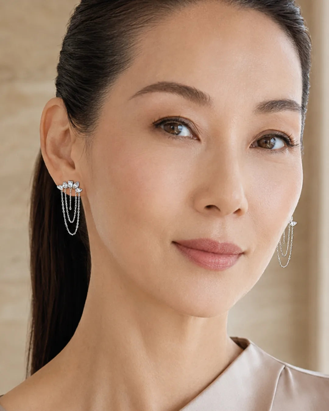 Vivienne Crystal Chain Stud Earrings