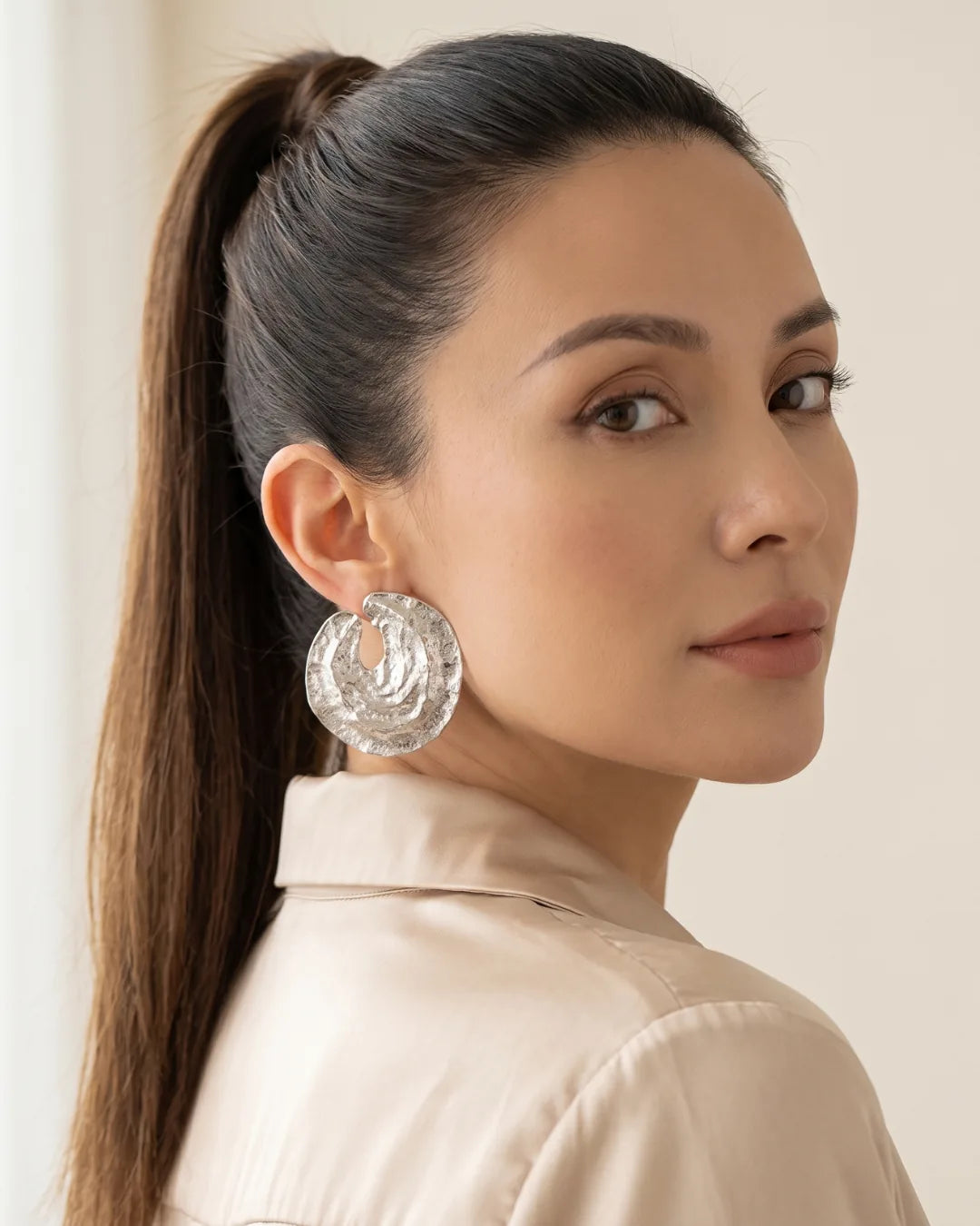 Orlena Textured Disc Statement Earrings Bold
