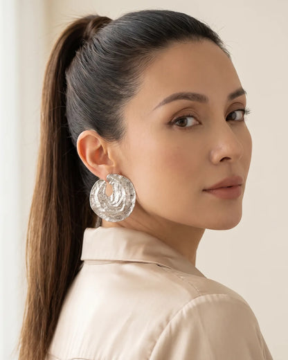 Orlena Textured Disc Statement Earrings Bold