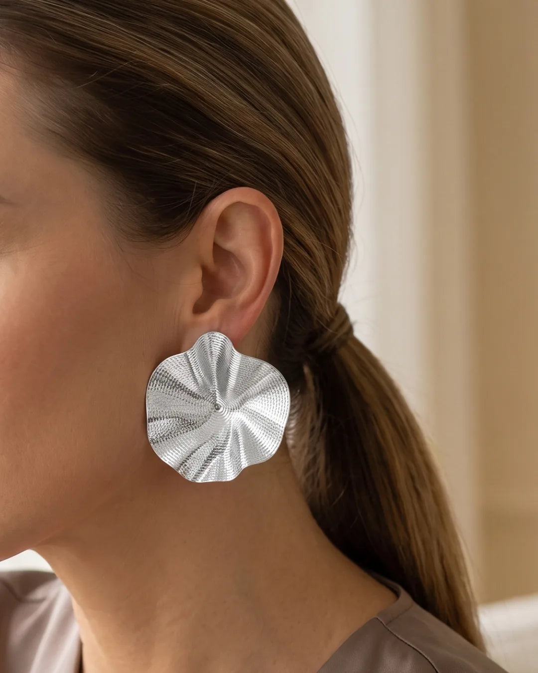 Virelia Textured Fold Statement Earrings Bold