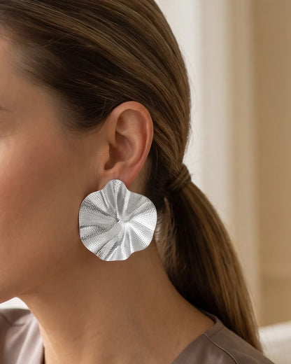 Virelia Textured Fold Statement Earrings Bold