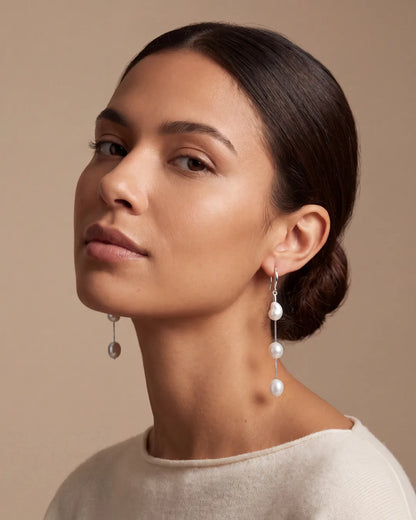 Seraphine Triple Pearl Drop Earrings Elegance