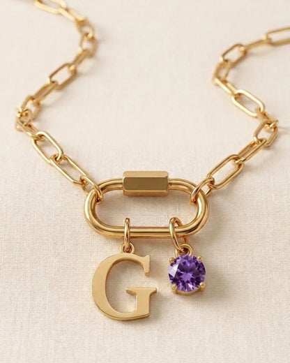 Name & Birthstone Signature Necklace