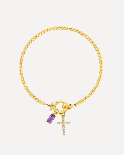 Icon Birthstone Cross Charm bracelet