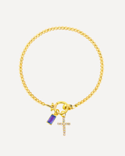 Icon Birthstone Cross Charm bracelet