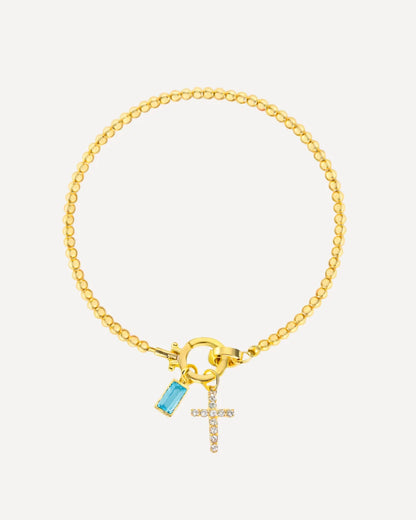 Icon Birthstone Cross Charm bracelet