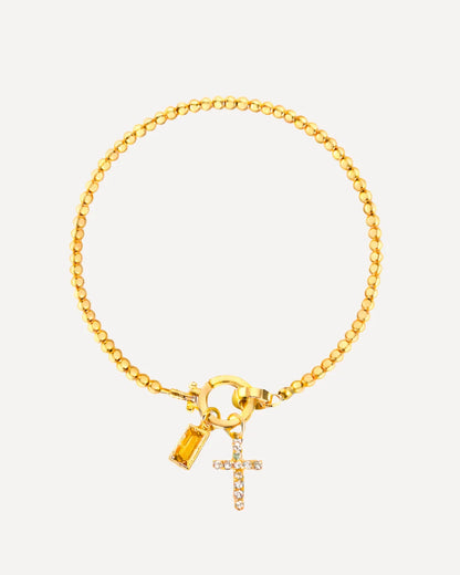 Icon Birthstone Cross Charm bracelet