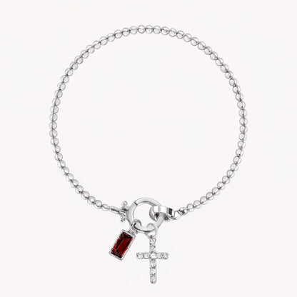 Icon Birthstone Cross Charm bracelet